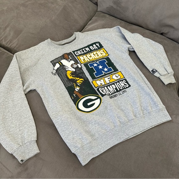 Starter Green Bay Packers NFC Champions Sweatshirt Men's Large Vintage 1997 - Picture 2 of 9